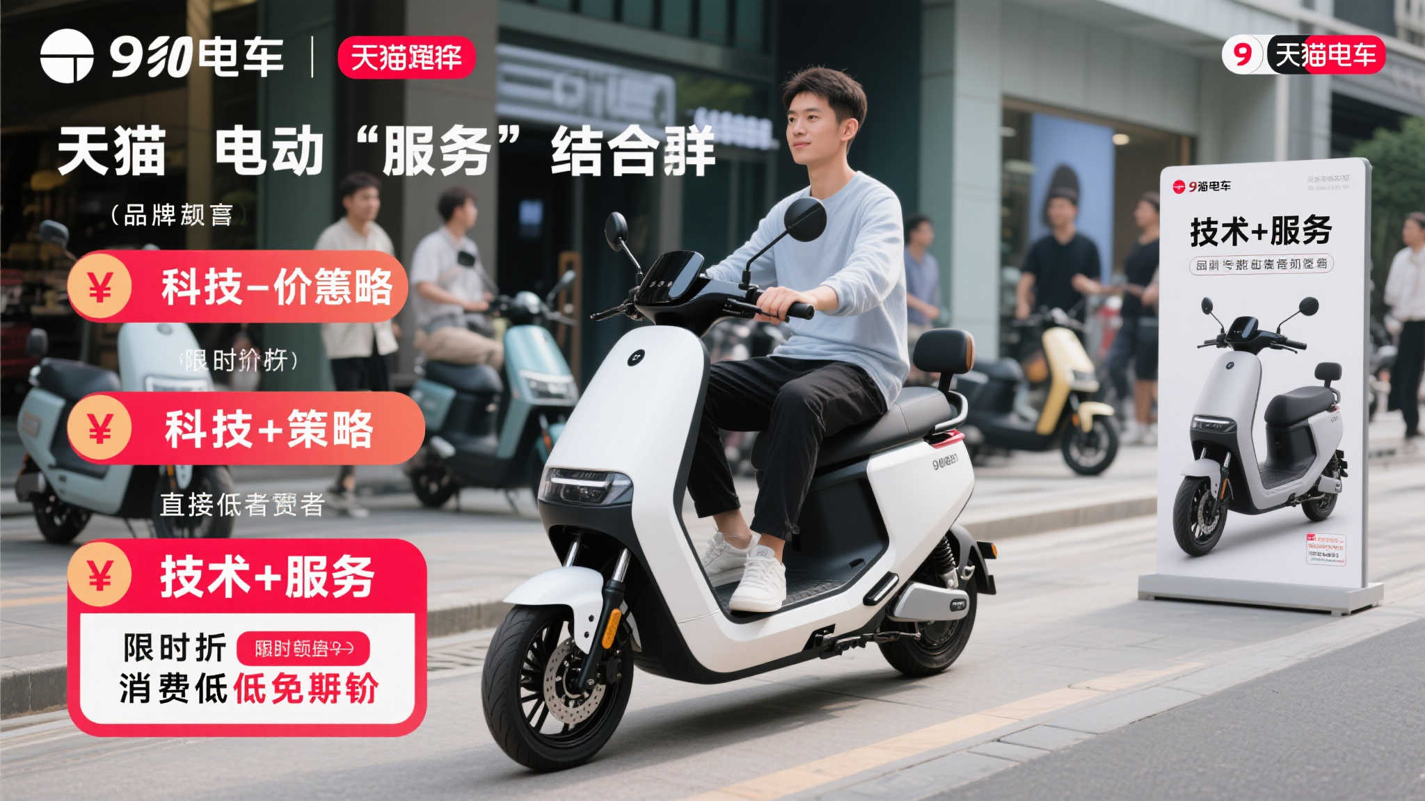 天猫首创二轮车超级品牌日,九号电动全维度战绩夺冠领跑 此外,在价格策略上,九号電動联合天猫推出